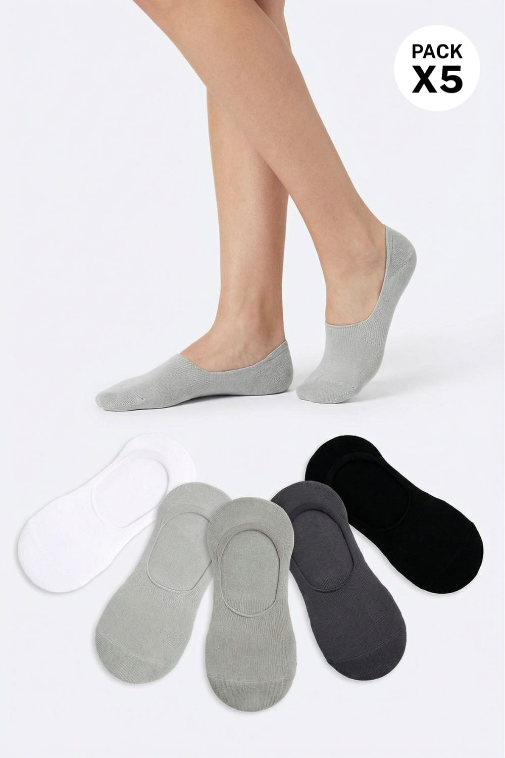 Medias tipo talonera confeccionada en algodón x5 unidades